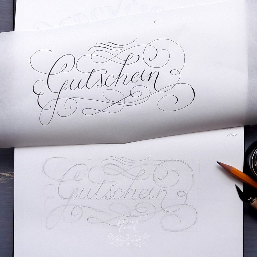 Moderne Kalligrafie Stile Flourishing Gutschein irma link