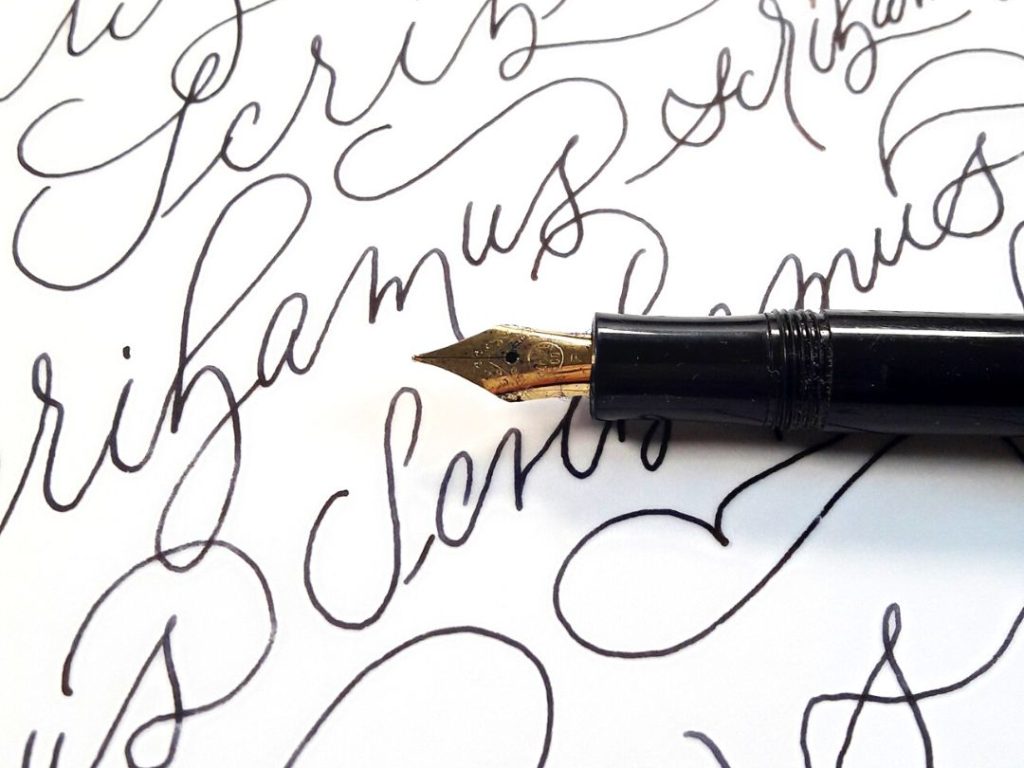 Scribamus - Lass uns schreiben, Deine Kalligraphie-Stunde, wöchentlicher Kalligrafie-Treff, online, Schreiben, Lernen, Austauschen, irma link